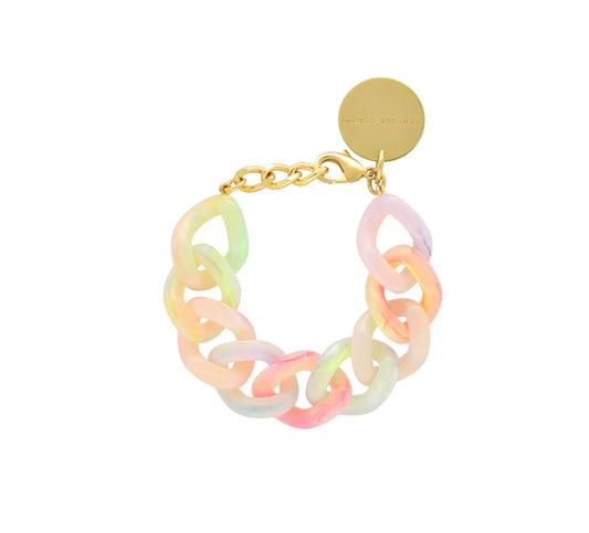 Flat chain neon rainbow - Bracelet grosses mailles en acétate - Vanessa Baroni