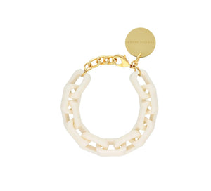 Bracelet Tank Off-white - bracelet en acétate chaine plate blanc - Vanessa Baroni