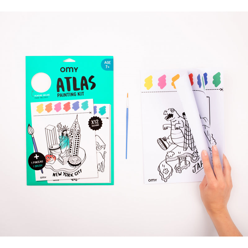 Atlas - Painting Kit - 12 illustrations à la peinture à l'eau - OMY