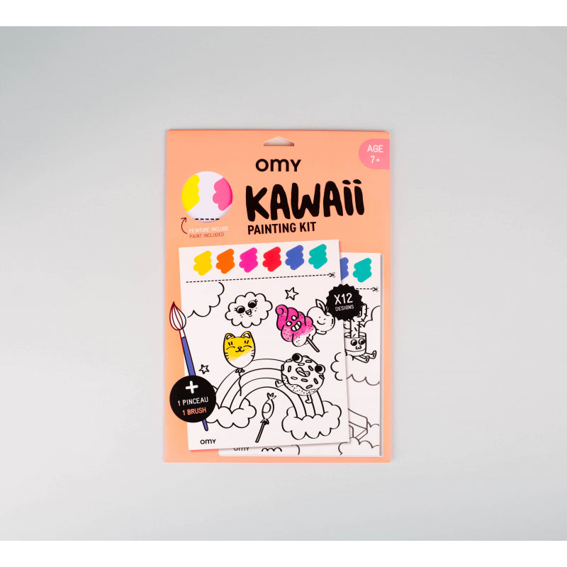 Kawaii - painting Kit - Set de 12 illustrations à la peinture à l'eau - OMY