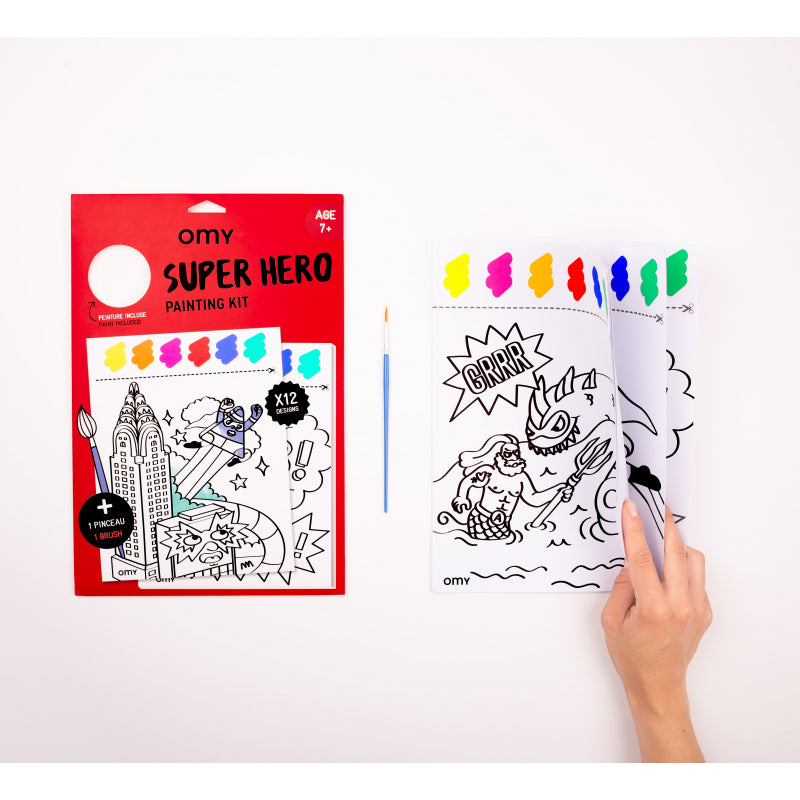 Super-héro - painting kit - 12 illustrations à la peinture à l'eau - OMY