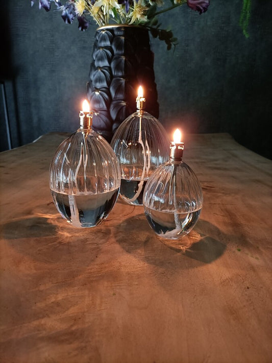 Trio de lampes à huile Ovalis striées Peri Design