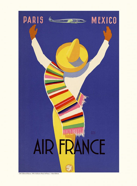 Paris Mexico A307 - affiche imprimée en France - Collection Air France - Salam Editions