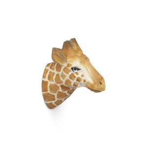 Patère tête de girafe en bois sculpté