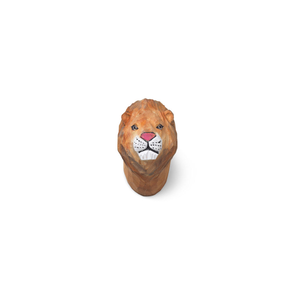 Patère tête de lion en bois sculpté