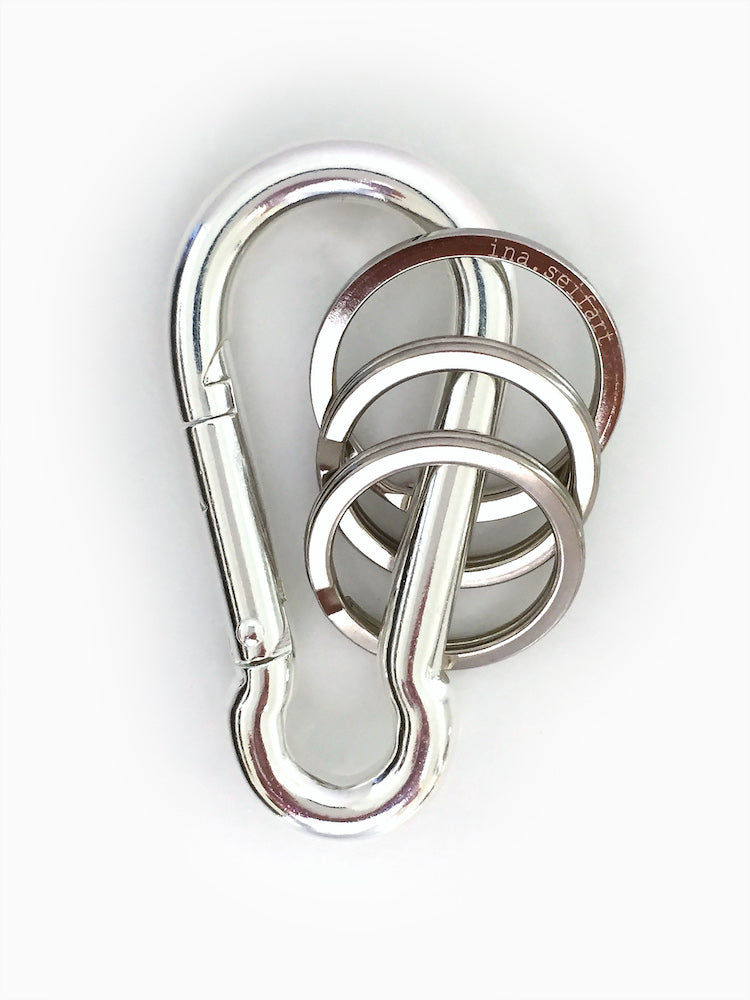 Porte-clés en argent avec mousqueton et trois anneaux - Réalisés à la main par Ina Seifart