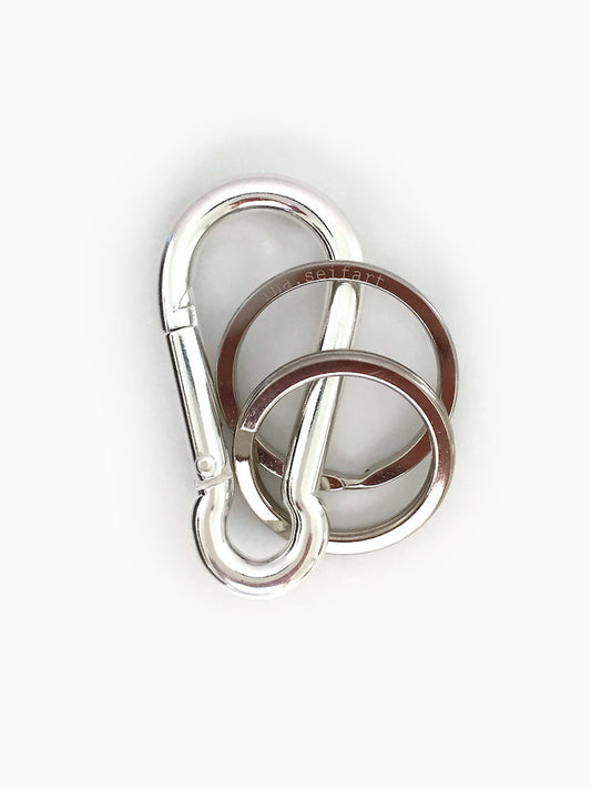 Porte-clés en argent avec mousqueton et deux anneaux - Réalisés à la main par Ina Seifart