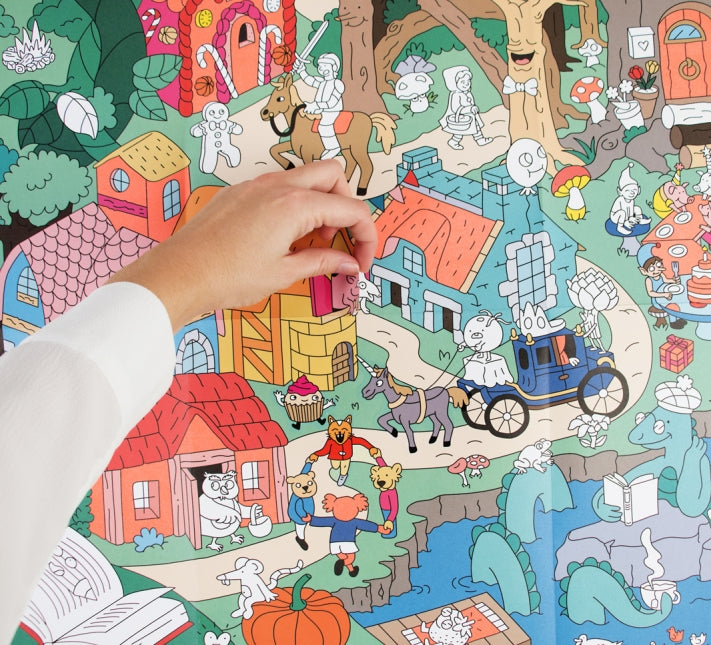 Poster géant Fantastic, illustrations sur le thème des contes et légendes - un jeu de "cherche et trouve" avec plus de 100 stickers à coller