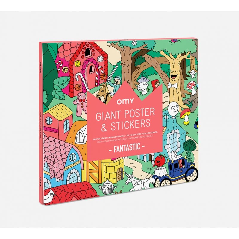 Poster géant Fantastic, illustrations sur le thème des contes et légendes - un jeu de "cherche et trouve" avec plus de 100 stickers à coller