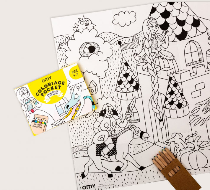 Princesses & Dragons - Coloriage de Poche - OMY