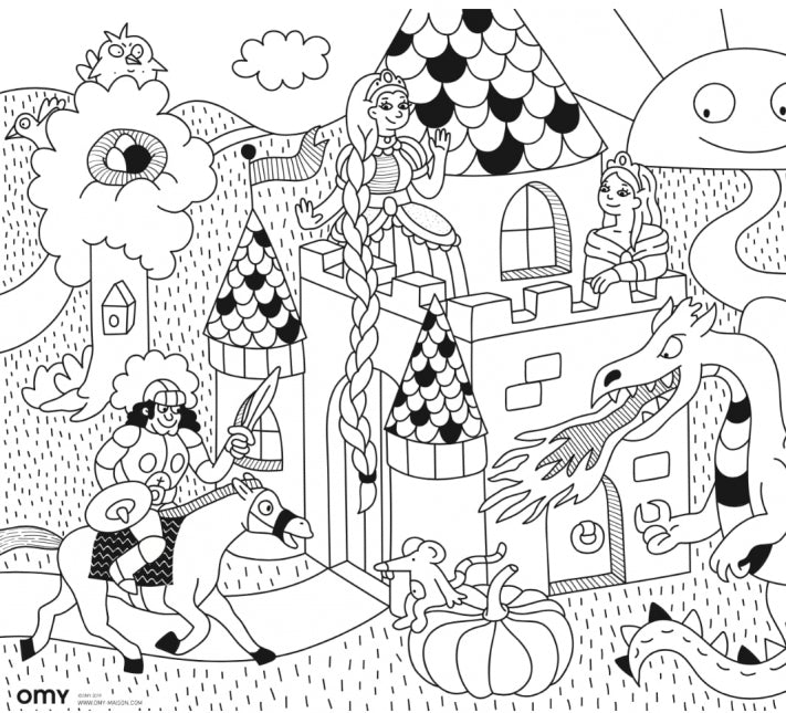 Princesses & Dragons - Coloriage de Poche - OMY