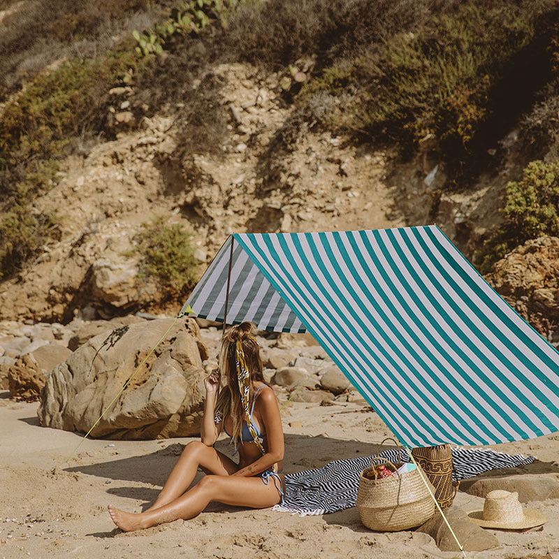 Miasun Azur - Tente de plage portable à motif rayures bleu et blanc - Fatboy