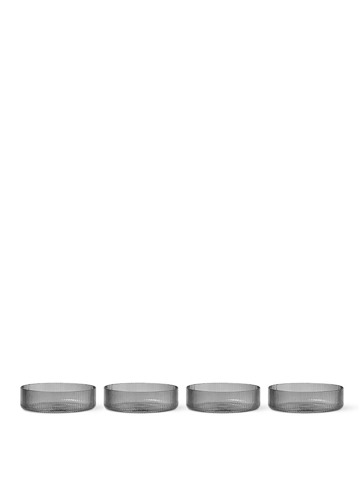 Ripple Bowl Gris Fumé - Set de 4 bols en verre fumé - Ferm Living