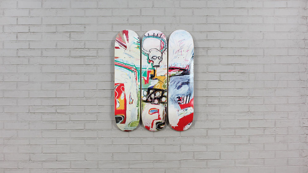 Skateboards Triptych Jean-Michel Basquiat - Untitled (Angel), 1982 - The Skatero Skateboards Triptych Jean-Michel Basquiat - Untitled (Angel), 1982 - The Skatero