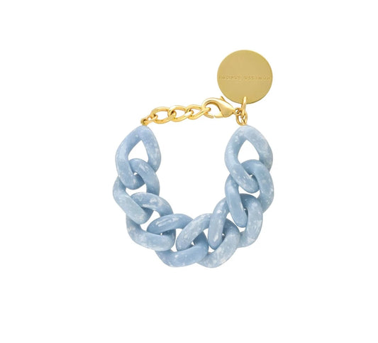 Bracelet Great Sky Marble - collier grosse maille en acétate bleu ciel - Vanessa Baroni