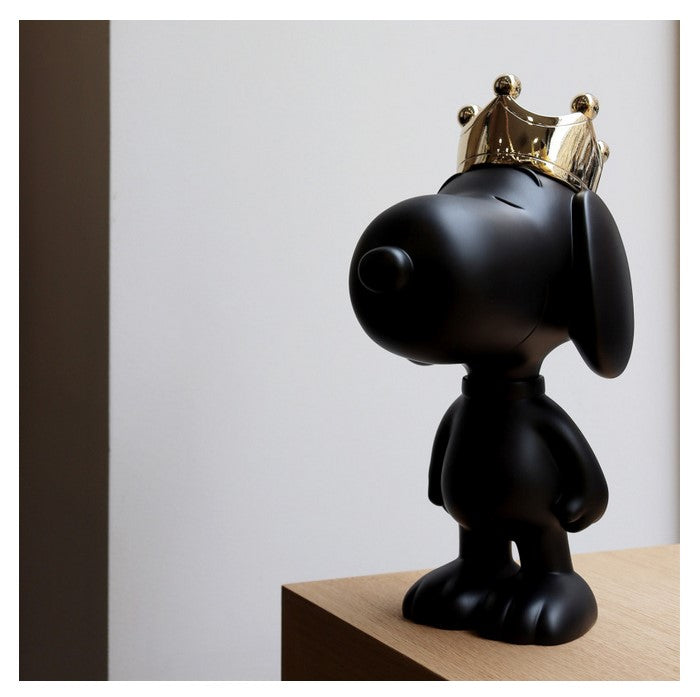 Snoopy Couronne -figurine en résine noir mat 27cm - Leblon Delienne