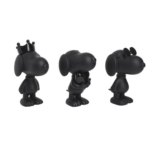 Snoopy Xs Noir - coffret de 3 figurines en résine noire mat - Leblon Delienne
