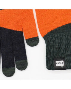 Tori CO2 Bleu Orange Vert - Gants Tactiles en laine - Evolg