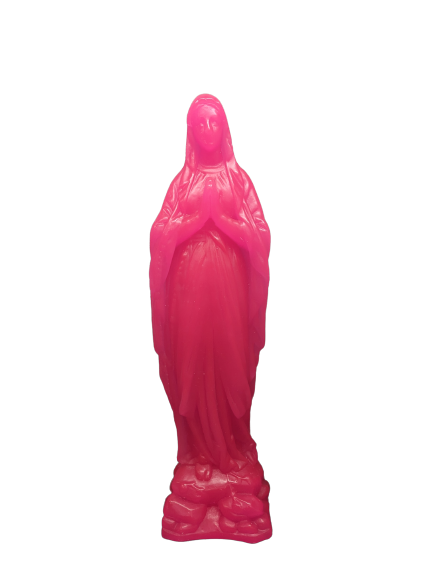 Vierge Notre-Dame Rose Fluo - vierge en cire colorée Ciergerie des Prémontrés