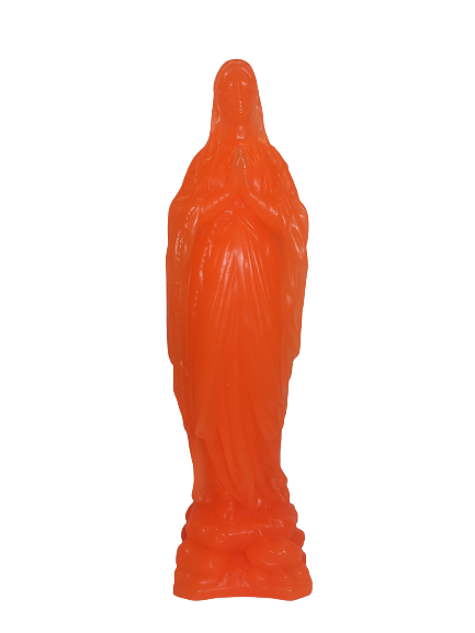 Vierge Notre-Dame Orange Fluo - vierge en cire colorée Ciergerie des Prémontrés