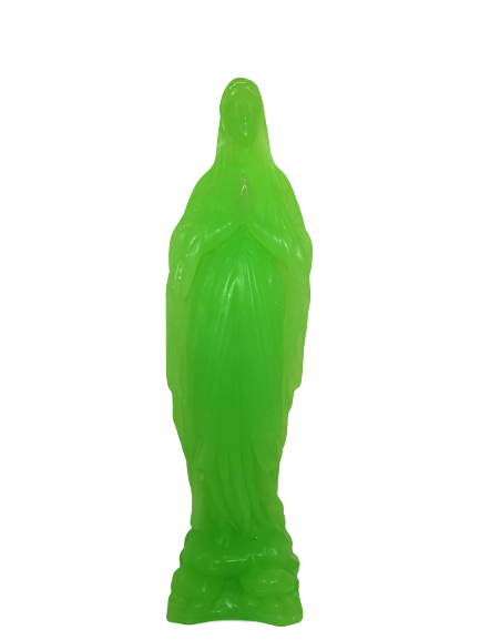 Vierge Notre-Dame Vert Fluo - vierge en cire colorée Ciergerie des Prémontrés