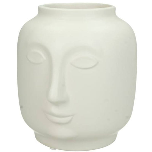 Vase blanc en grès, 13x15x13 cm