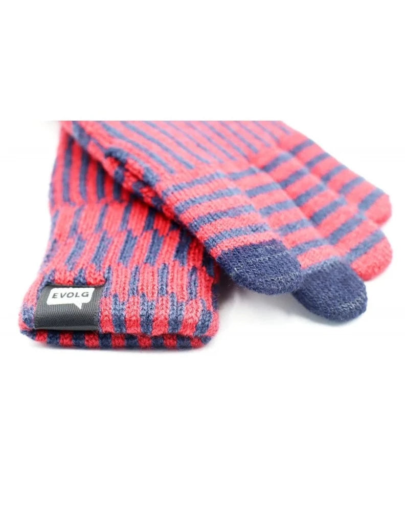 Wacon Rouge Navy - Gants Tactiles en laine - Evolg