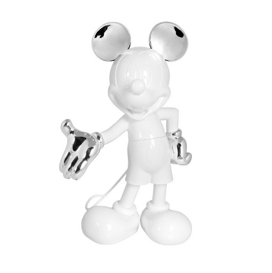 Mickey Welcome Bicolore - Blanc et Argent - figurine 30cm - Leblond Delienne