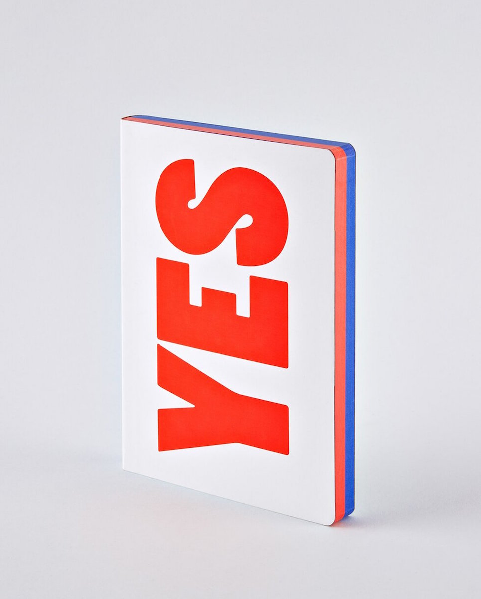 Yes No - Carnet en cuir souple rouge et bleu sur fond blanc - 256 pages - Nuuna