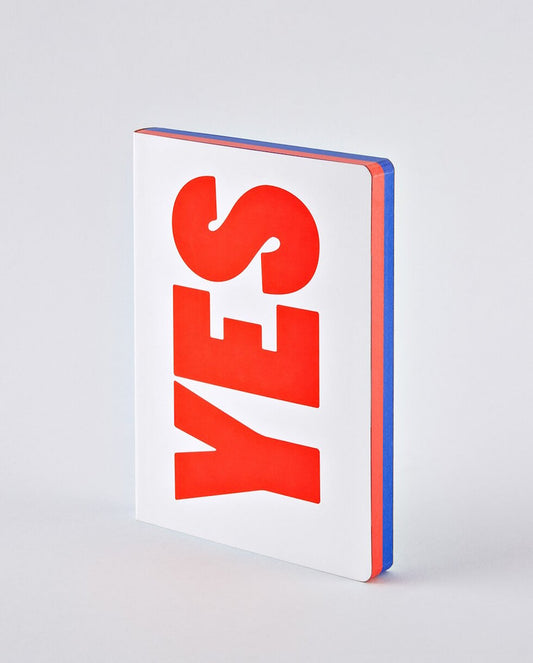 Yes No - Carnet en cuir souple rouge et bleu sur fond blanc - 256 pages - Nuuna