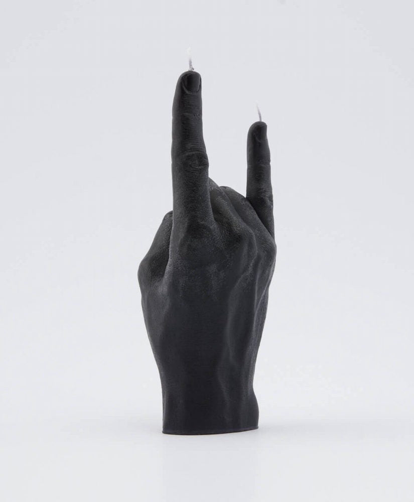 You Rock - bougie main en forme de signe "you rock" - cire noire - Candle Hand